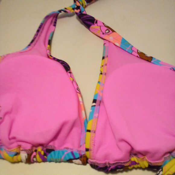 Buc-ee's Bikini Swim Top Women 2X Halter Tropical Colorful - Picture 11 of 11